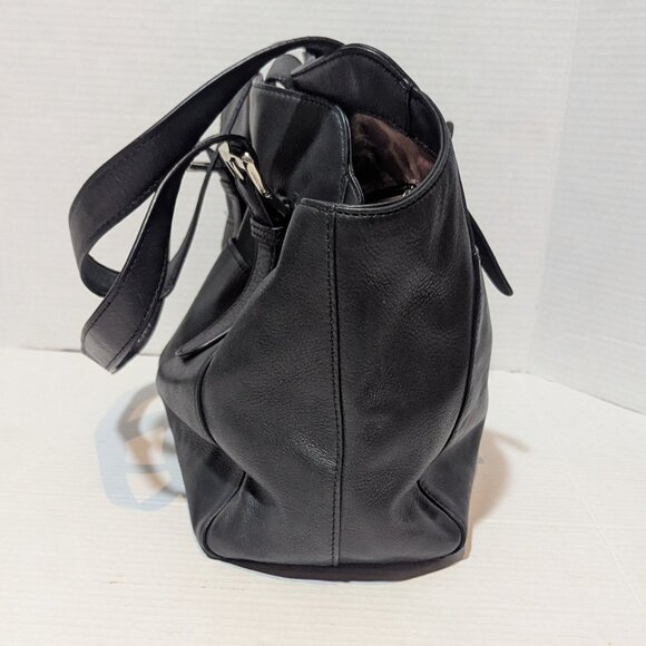 B. Makowsky Black Supple Leather Shoulder Tote Bag Purse - Picture 5 of 15